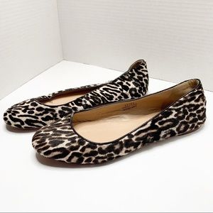 J. Crew Collection Nora Leopard Calf Hair Slip On Ballet Flats Size 8